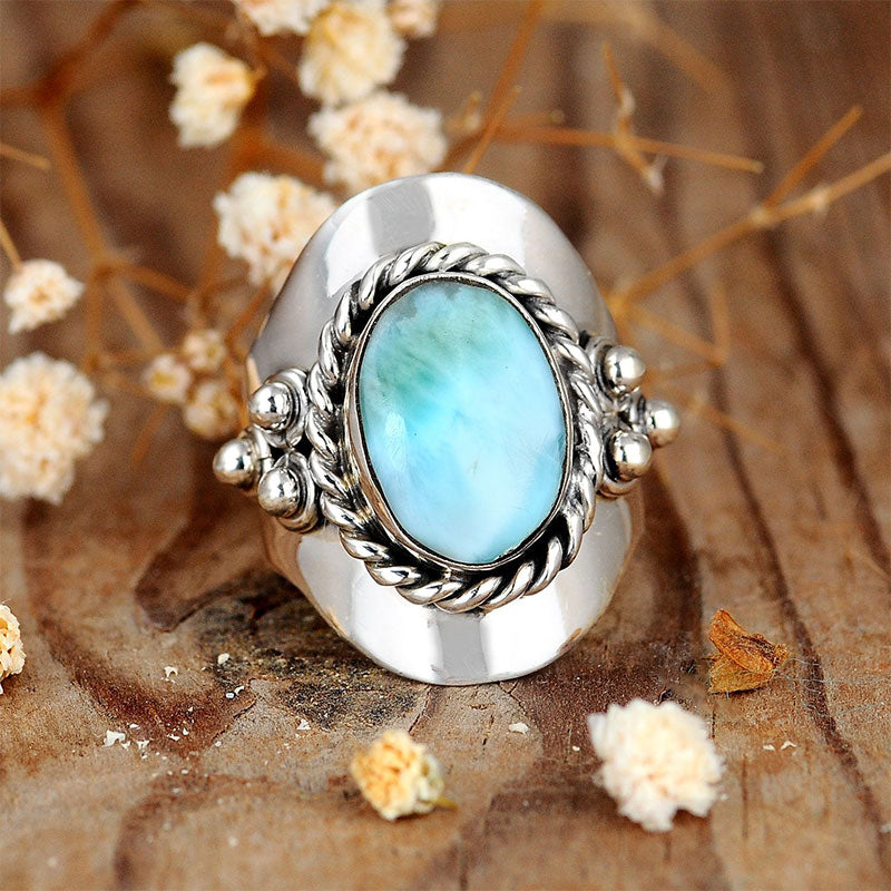 Olivenorma Der Larimar Boho-Ring für Frauen