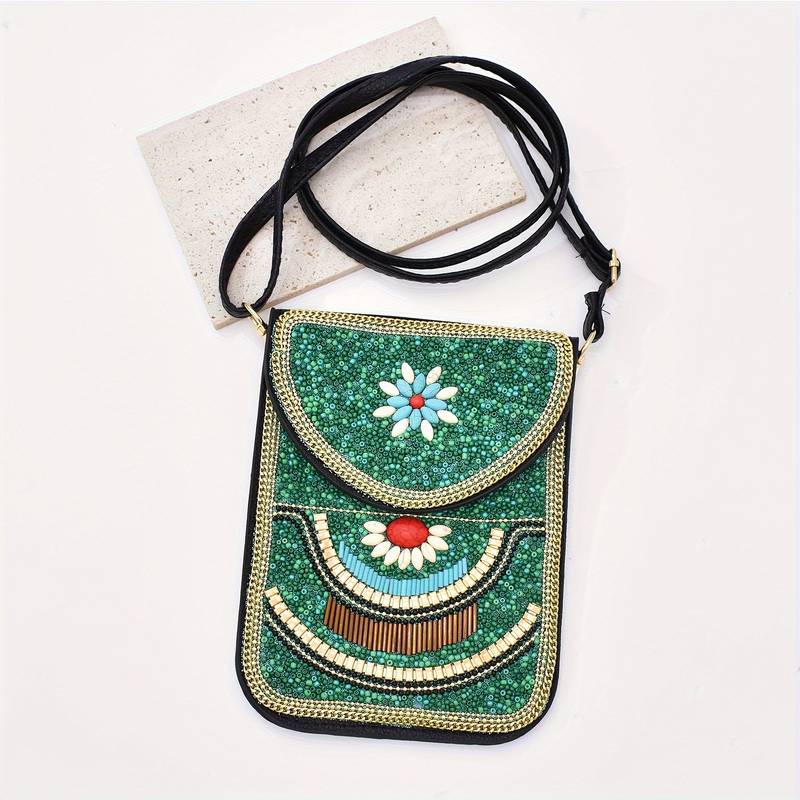 Olivenorma Ethnic Style Perlen Crossbody Handytasche 