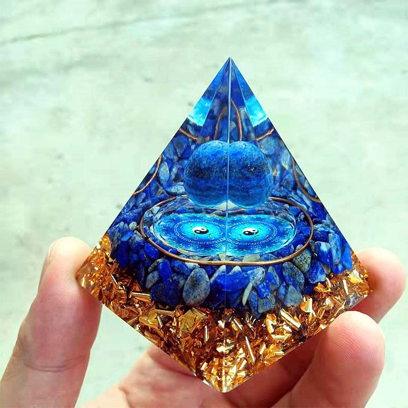 Olivenorma Lapislazuli Naturstein Orgon-Pyramide 