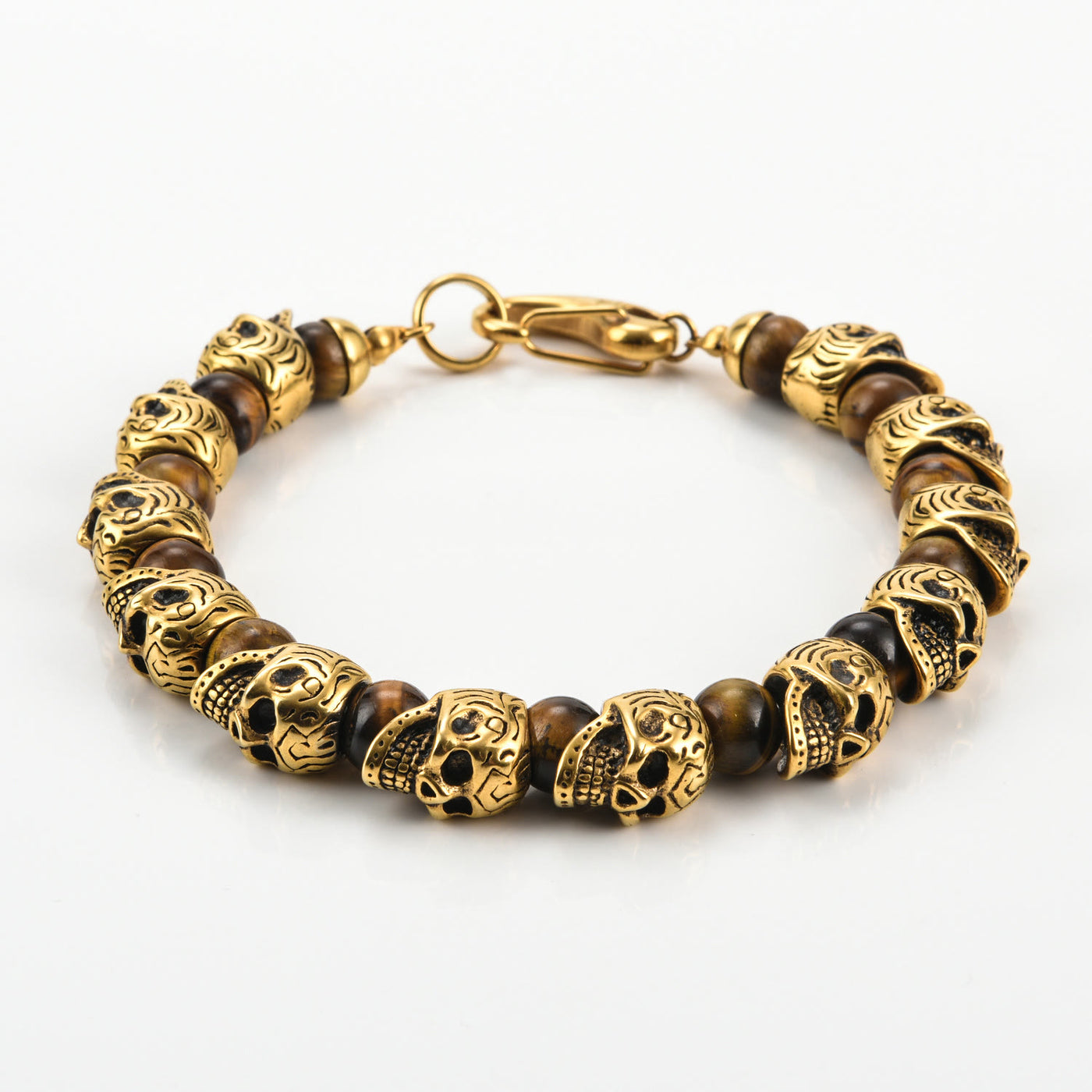 Olivenorma Armband aus natürlichem Tigerauge, handgefertigt, Edelstahl