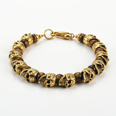 Olivenorma Armband aus natürlichem Tigerauge, handgefertigt, Edelstahl