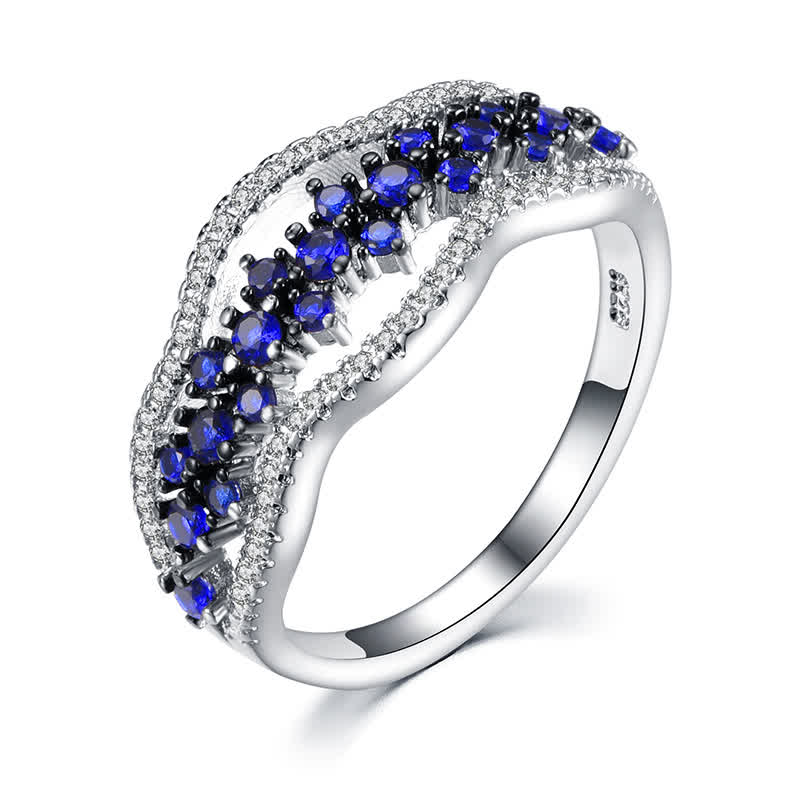 Olivenorma Kreativer Hohl-Saphirblauer Zirkonring