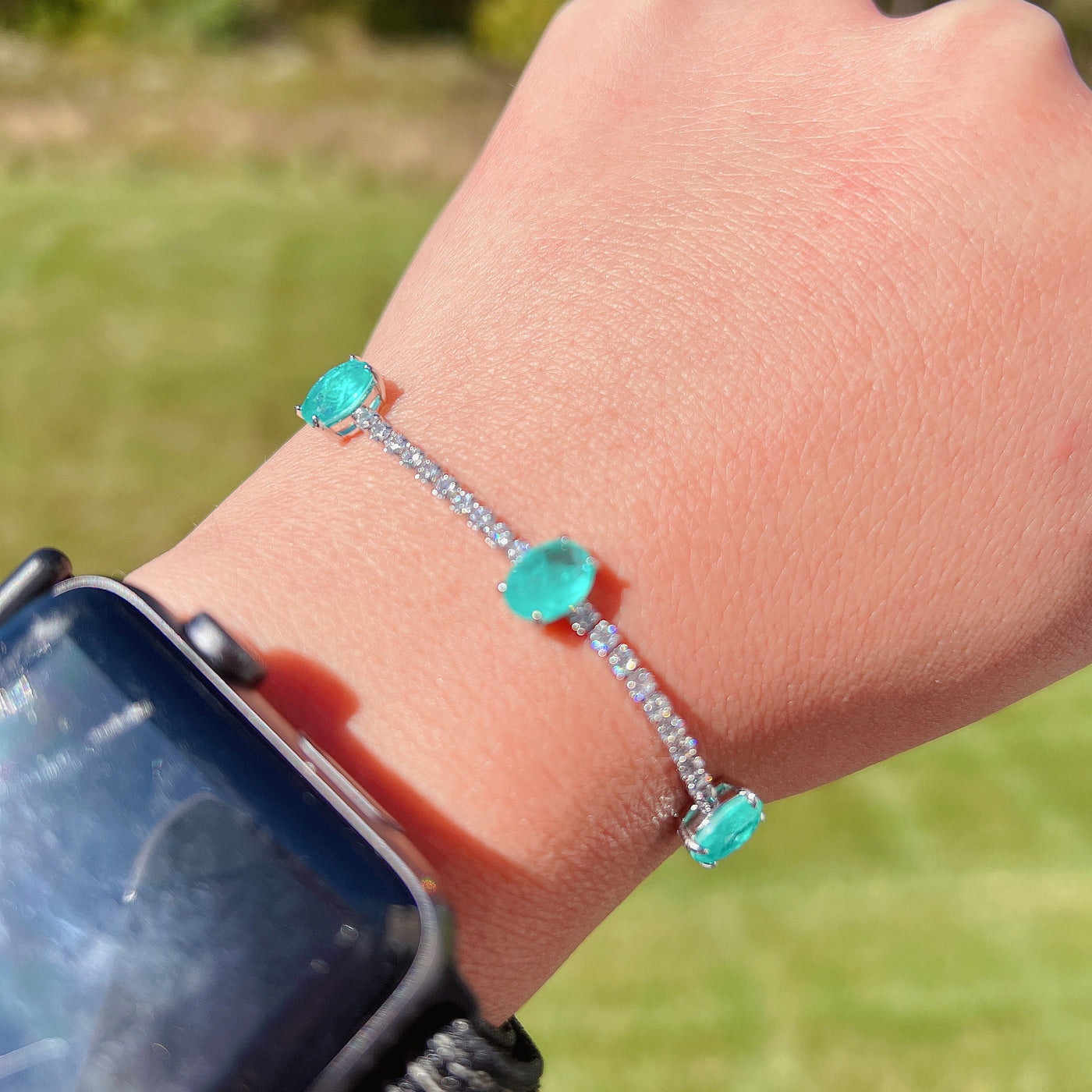 Olivenorma Drei Paraiba Turmalin Armband 