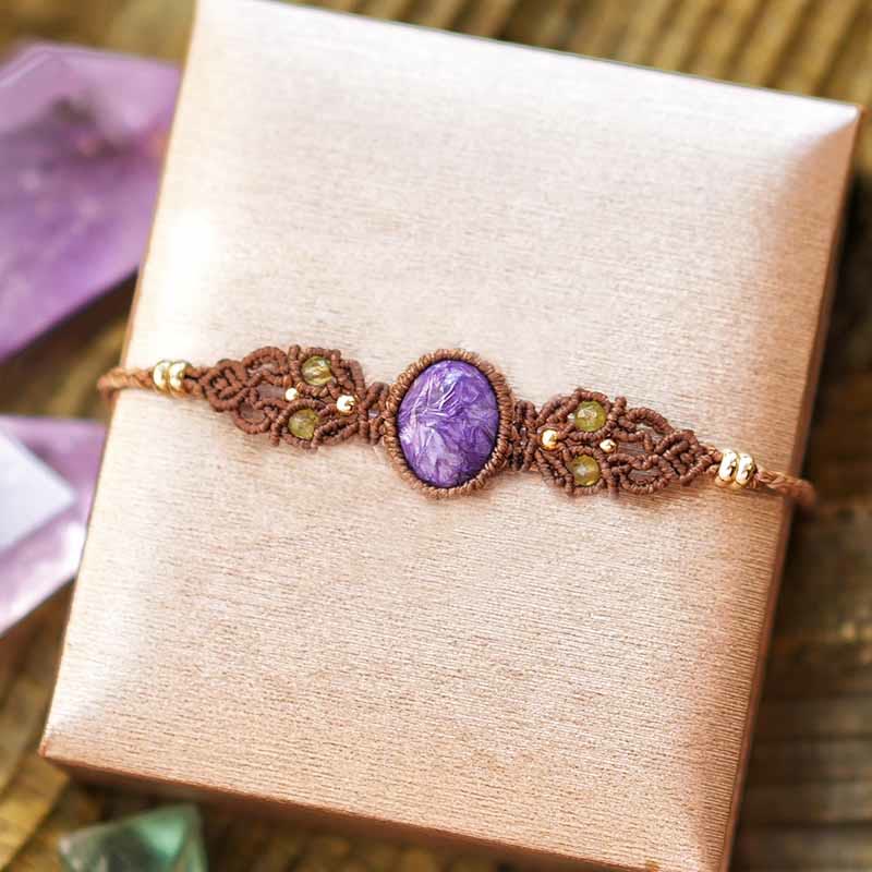 Olivenorma Amethyst Charoit handgewebte Schutz Armband Halskette