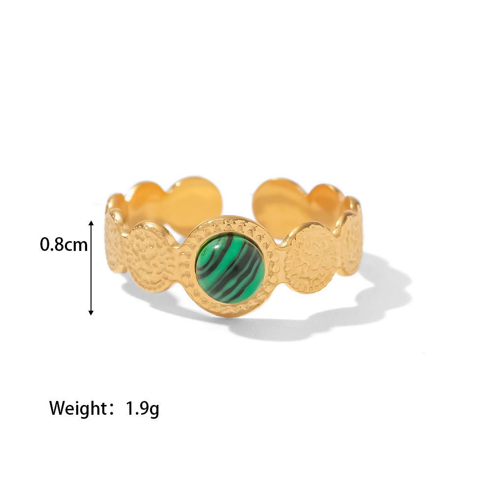 Olivenorma Gold Grün Natürlicher Malachit Offenes Ring-Set