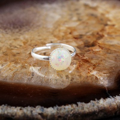 Olivenorma Opal Mondstein Einfacher Halbkreis Verstellbarer Ring 