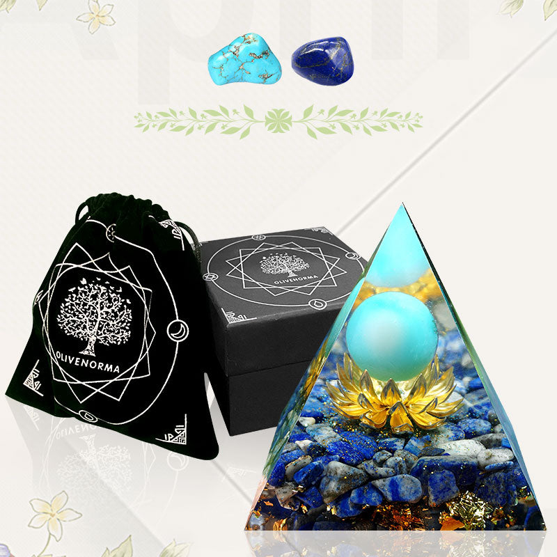 Olivenorma Die spirituelle Erweiterung Türkis &amp; Lapis Lazuli Orgon-Pyramide 