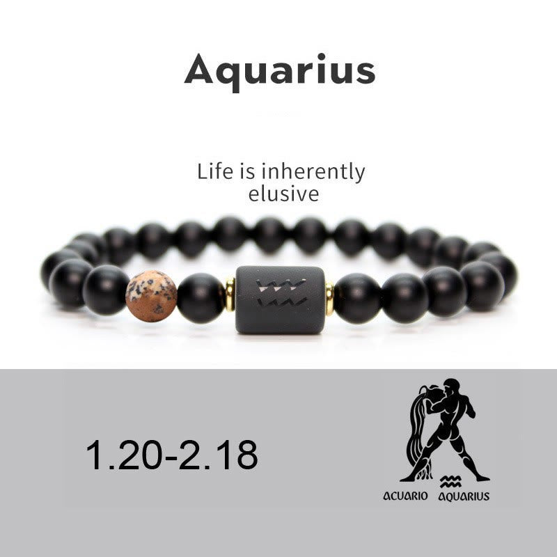 Olivenorma Natürliches Schwarzer Onyx Sternzeichen Armband für Männer 