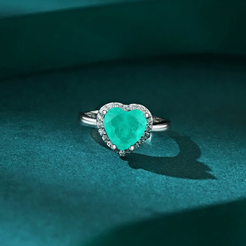 Olivenorma Herzform Paraiba Turmalin Exquisiter Ring 