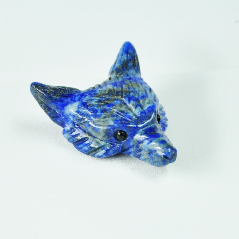 Olivenorma Naturkristall geschnitzter Wolfskopf Zubehör Edelstein Dekoration - Lapislazuli - image 16