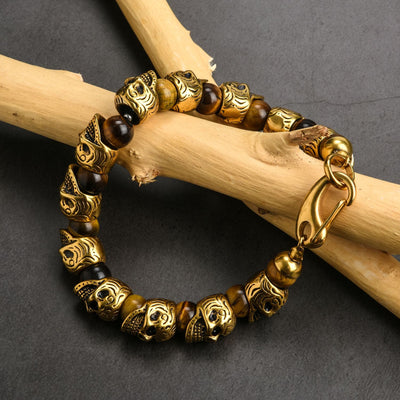 Olivenorma Armband aus natürlichem Tigerauge, handgefertigt, Edelstahl
