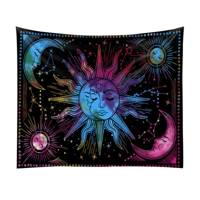 Olivenorma Sonne und Mond Retro Kunst Yoga Wandbehang Tapisserie