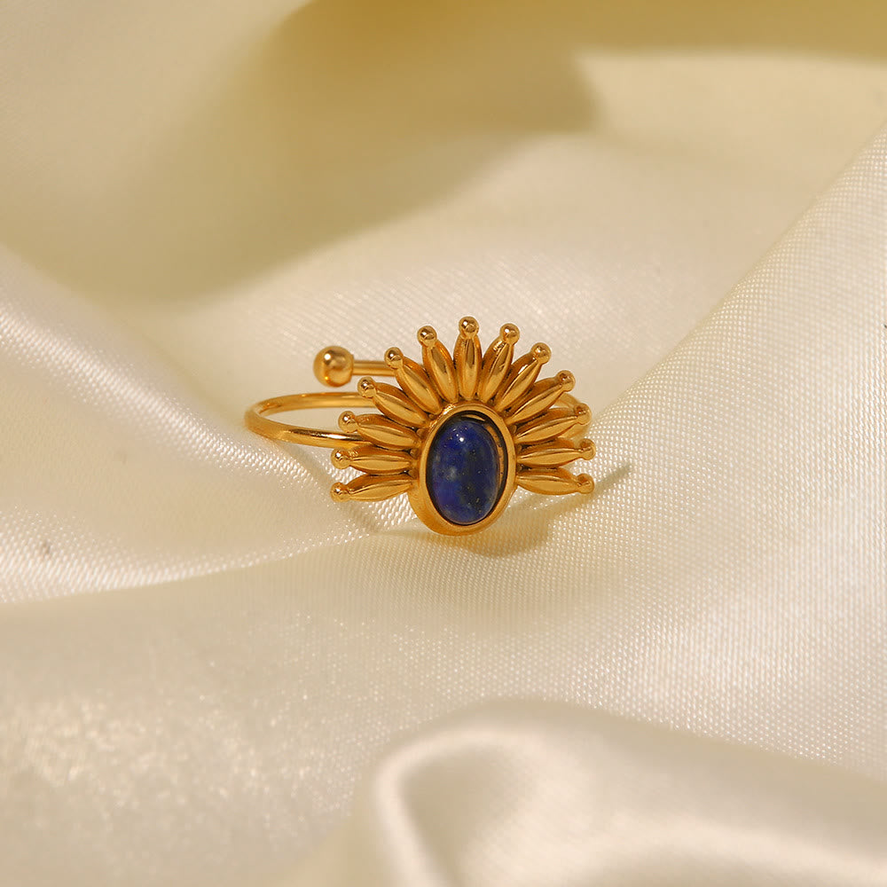 Olivenorma Lapis Lazuli 18k vergoldeter Edelstahlring