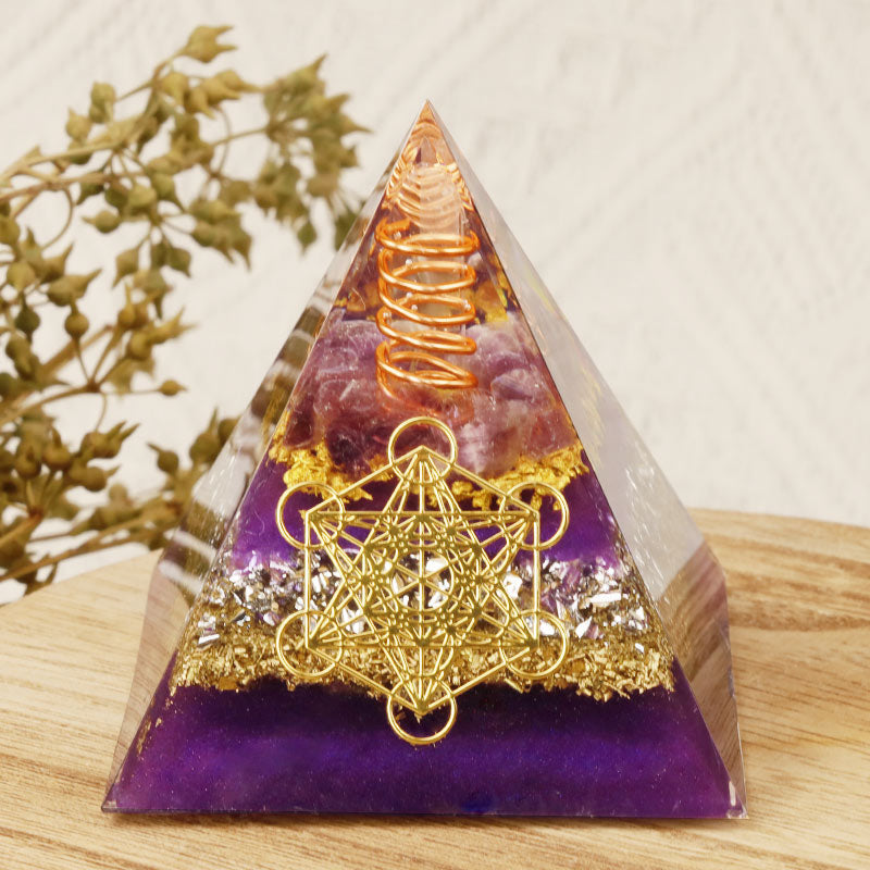 Olivenorma Metatrons Würfel Amethyst Orgon-Pyramide 