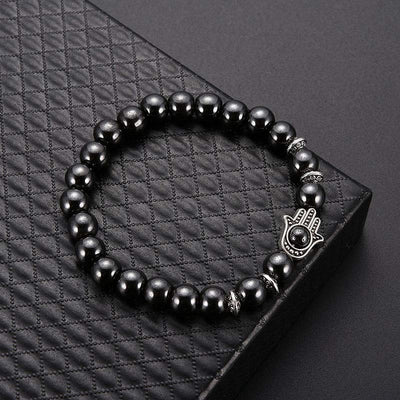 Obsidian mit Hamsa Schutzarmband