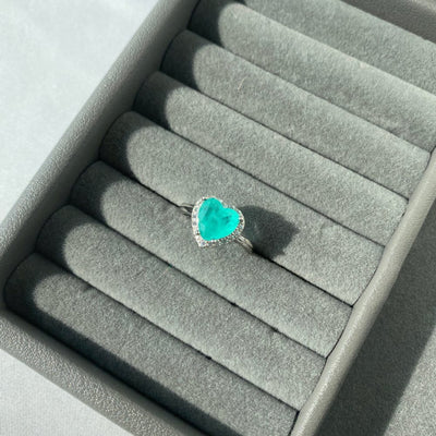 Olivenorma Herzform Paraiba Turmalin Exquisiter Ring 