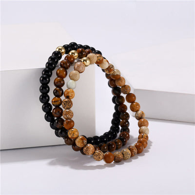 Olivenorma 6mm Onyx &amp; Tigerauge Stein Accessoires Perlen Armband 