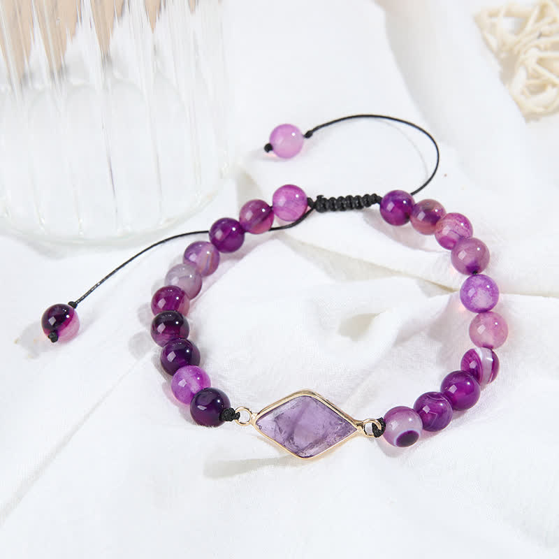 Olivenorma Amethyst Rhombus Anhänger Perlen Armband