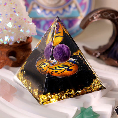 Olivenorma Amethyst Obsidian Auge des Horus Orgon Pyramide