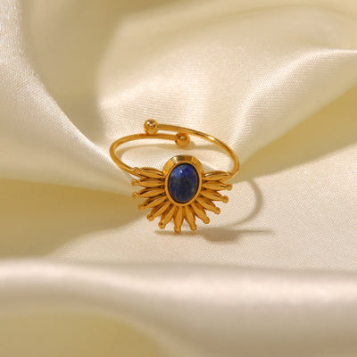 Olivenorma Lapis Lazuli 18k vergoldeter Edelstahlring