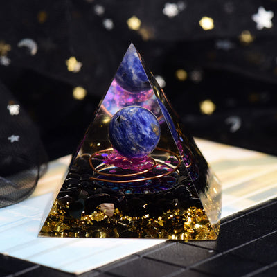 Olivenorma Lapislazuli Obsidian Orgon Pyramide 