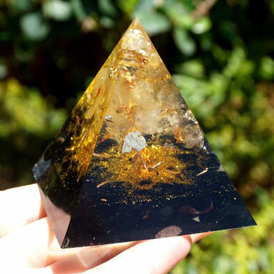 Olivenorma Golden Clarity - Citrin & Obsidian Baum des Lebens Pyramide - image 5
