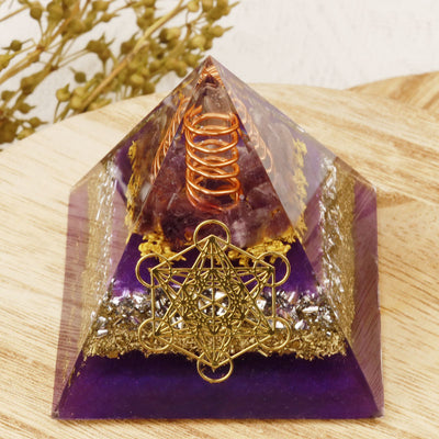 Olivenorma Metatrons Würfel Amethyst Orgon-Pyramide 