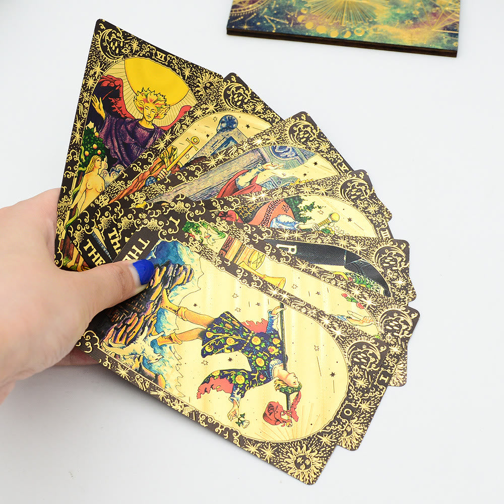 Olivenorma Schwarze Gold Waite Folie Goldene Tarot Deck Karten