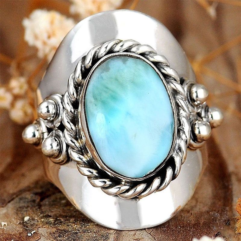 Olivenorma Der Larimar Boho-Ring für Frauen