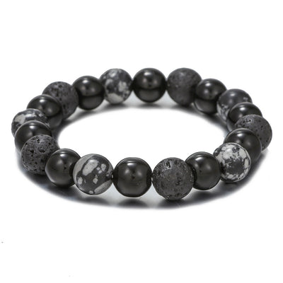 Olivenorma Lavagestein Obsidian Verstellbares Herrenarmband 