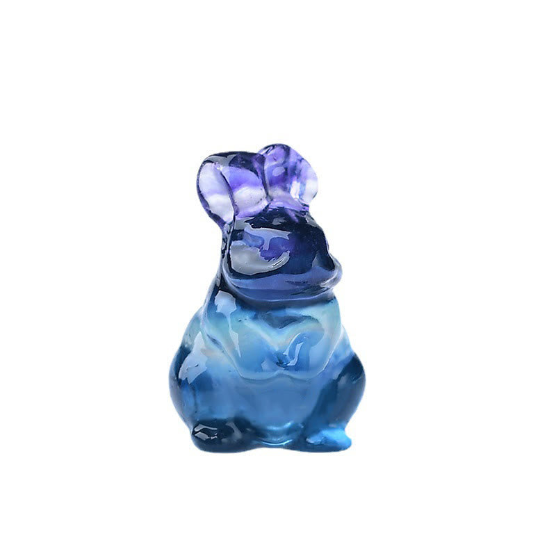 Olivenorma Naturfarbener Fluorit Mini-Hase Edelsteindekoration