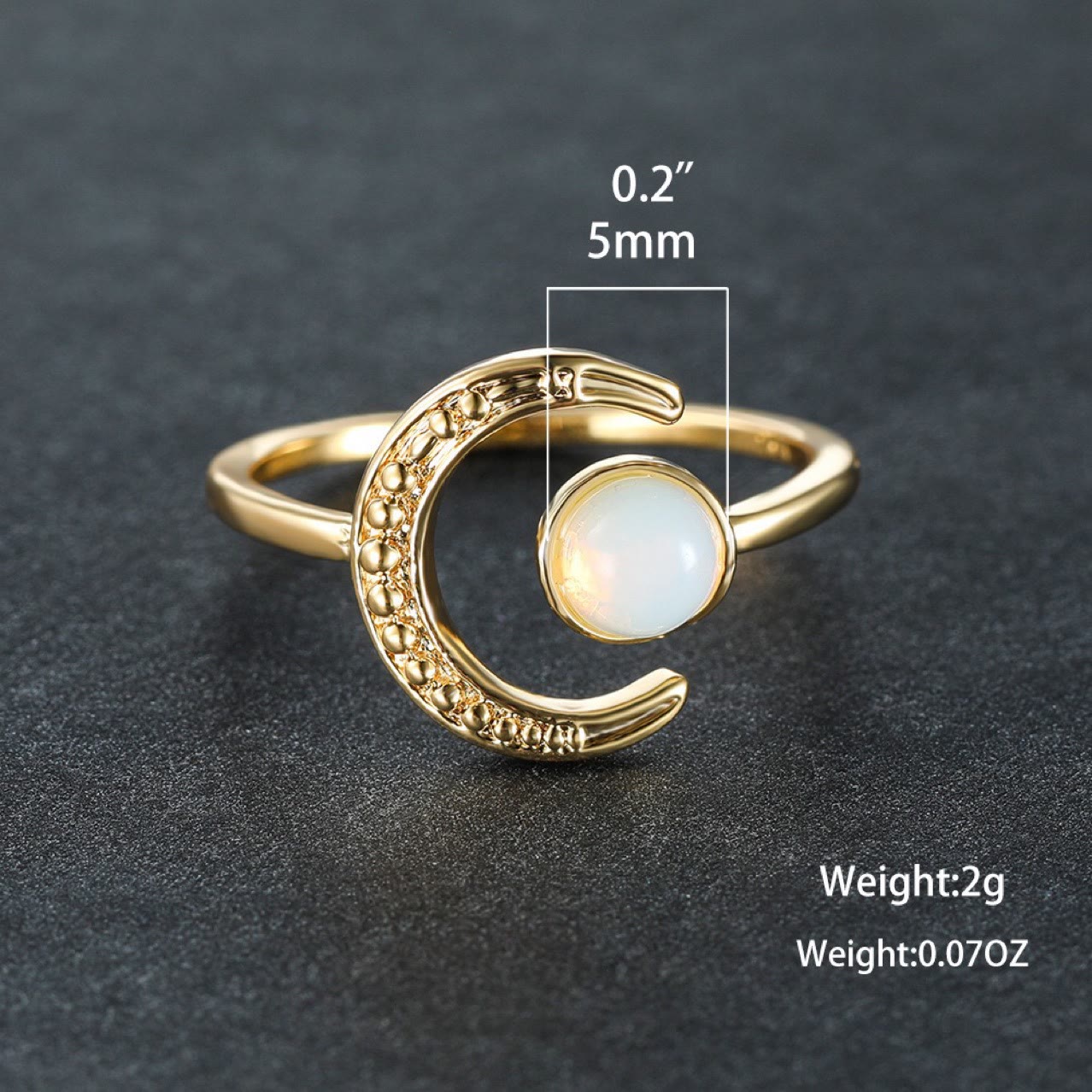 Olivenorma Mond Sonne Accessoire Mondstein Offener Ring