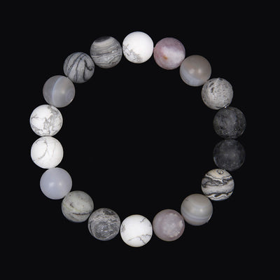 Olivenorma Frosted Natural 10mm Perlen Planeten-Armband