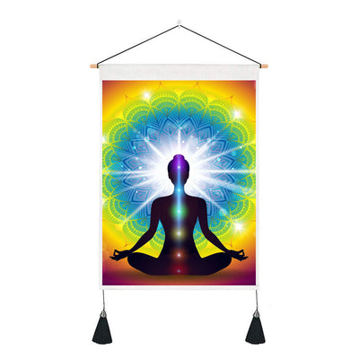 Olivenorma Zen Meditation Dekoratives Bedrucktes Chakra-Wandteppich