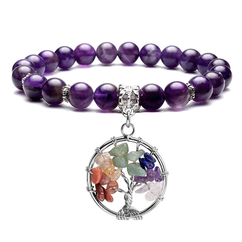 Chakra Lebensbaum Amethyst Armband