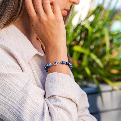 Olivenorma "Mood & Energy Protection" Lapislazuli Perlen-Armband mit Bösem Blick