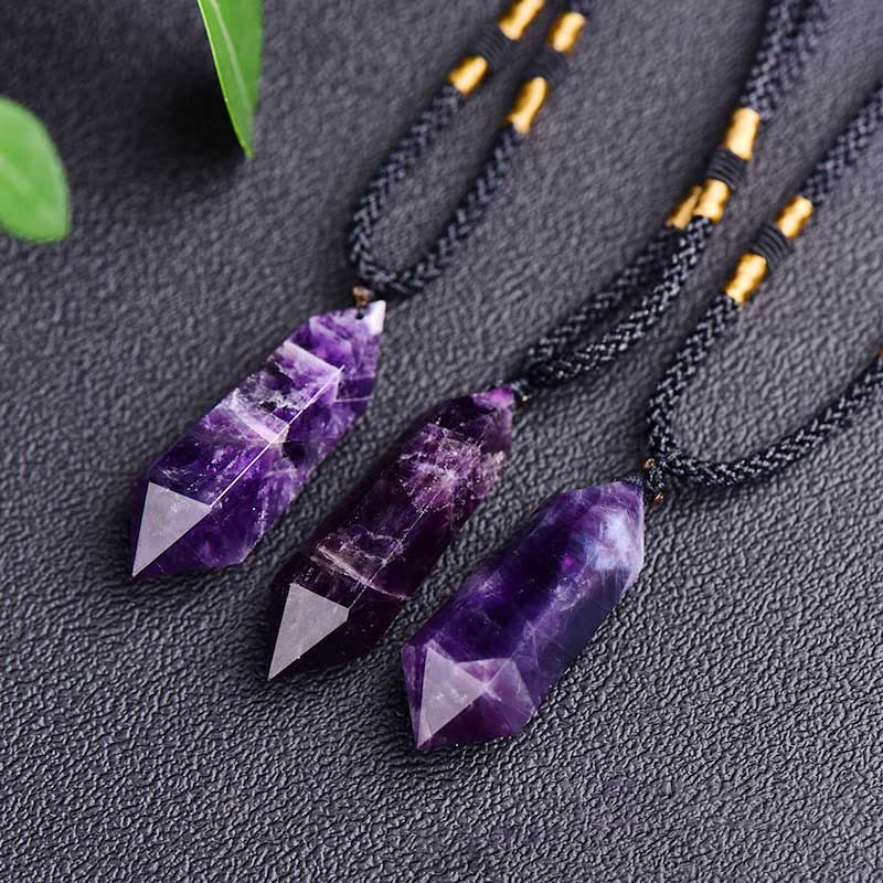 Olivenorma natürliche Kristall-Amethyst-Heilungshalskette