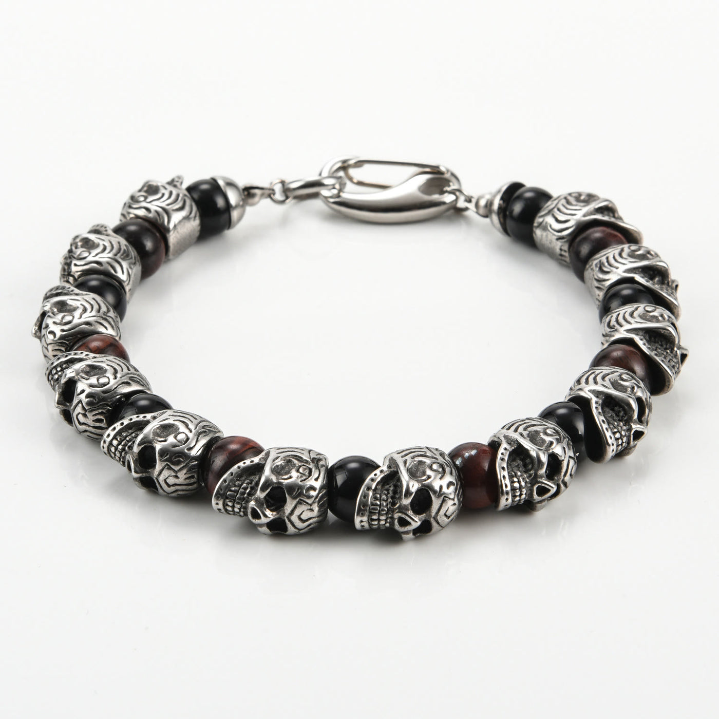 Olivenorma Armband aus natürlichem Tigerauge, handgefertigt, Edelstahl