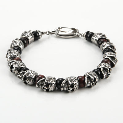 Olivenorma Armband aus natürlichem Tigerauge, handgefertigt, Edelstahl