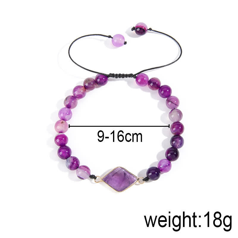 Olivenorma Amethyst Rhombus Anhänger Perlen Armband