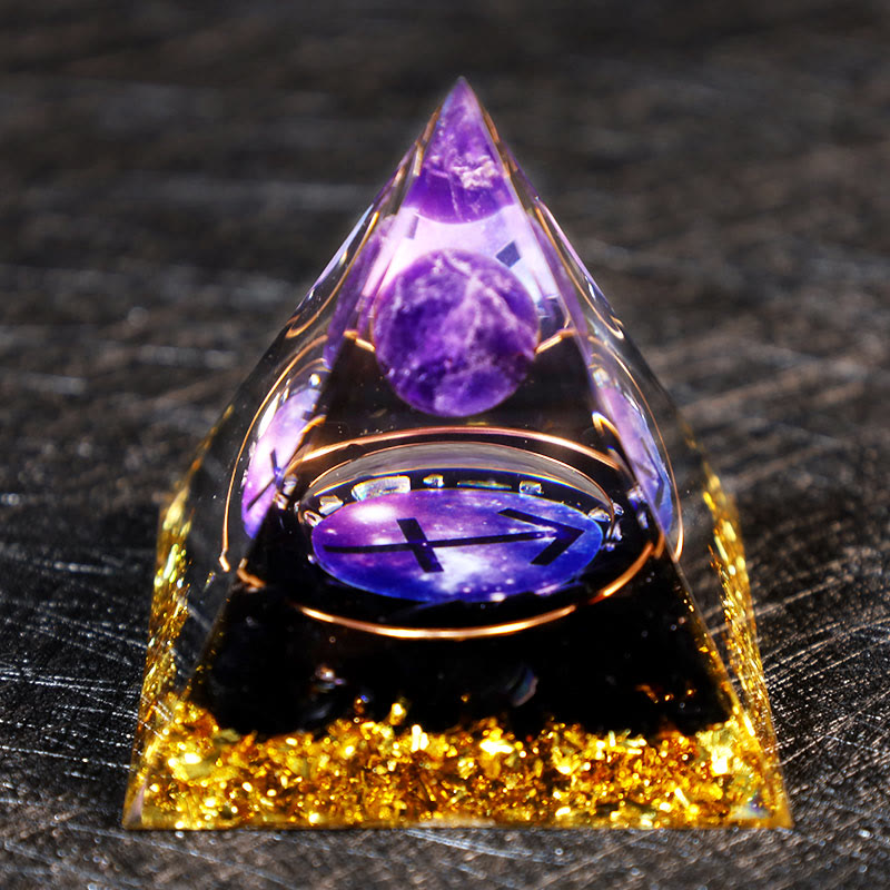 Olivenorma Amethyst Kugel Obsidian Kies Sternzeichen Schütze Orgon Pyramide