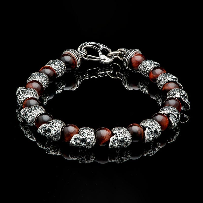 Olivenorma Armband aus natürlichem Tigerauge, handgefertigt, Edelstahl