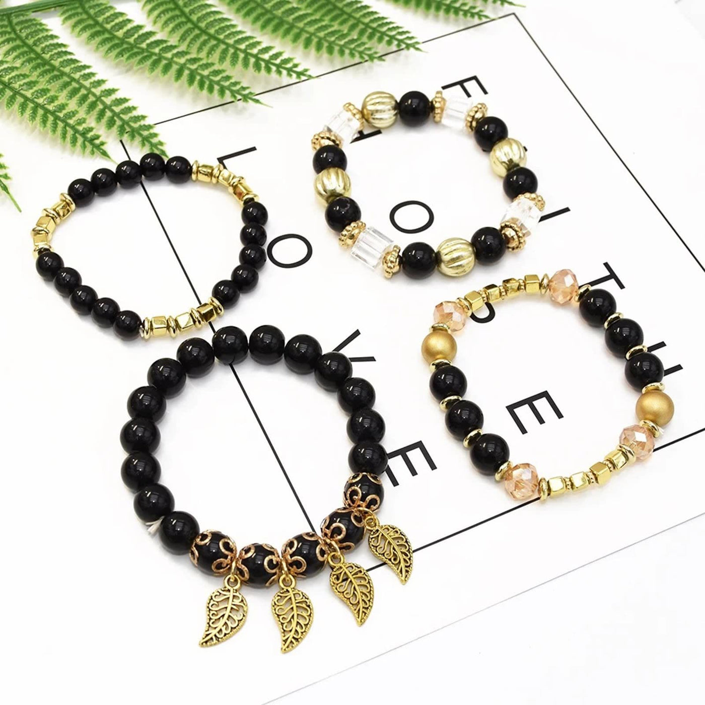 Olivenorma Bohemian Leaf Pendant Accessories Multilayer-Armband-Set