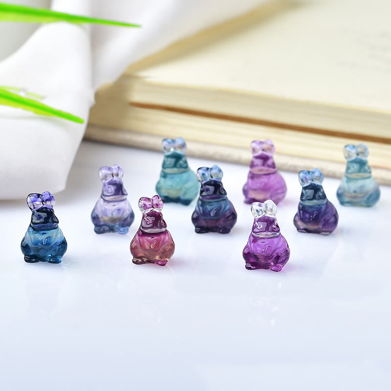 Olivenorma Naturfarbener Fluorit Mini-Hase Edelsteindekoration