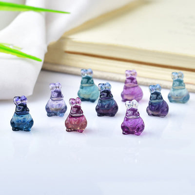 Olivenorma Naturfarbener Fluorit Mini-Hase Edelsteindekoration