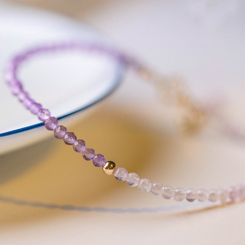 Wisteria - Amethyst mit klarem Kristall, heilendes Edelsteinarmband 