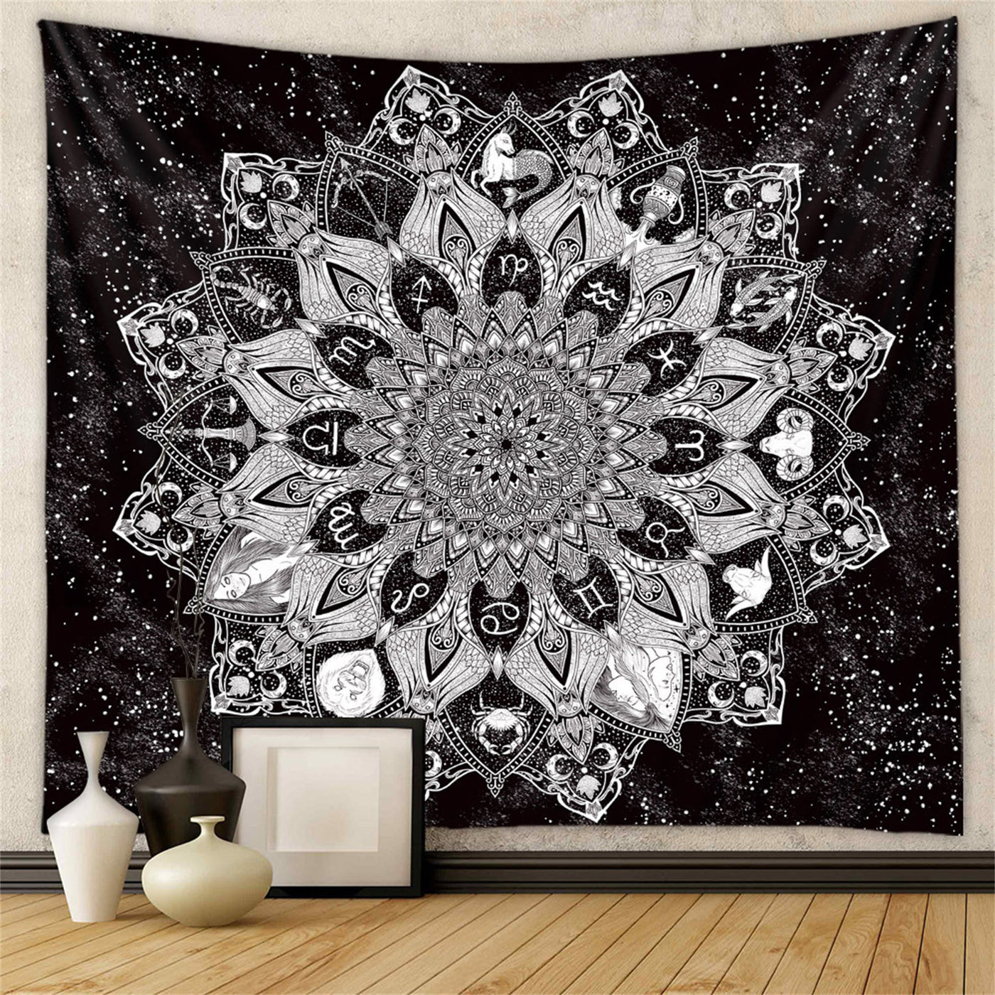 Olivenorma Schwarze Elegante Wandbehang Dekoration für Schlafzimmer Wandteppich