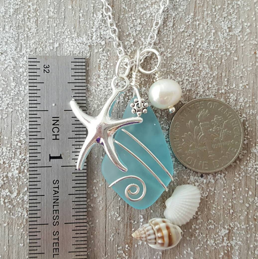 Olivenorma Sea Glass Pearl Starfish Halskette