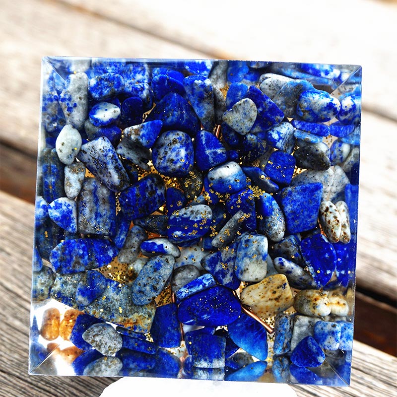 Olivenorma Gelber Aventurin Mit Lapis Lazuli Orgon Pyramide 