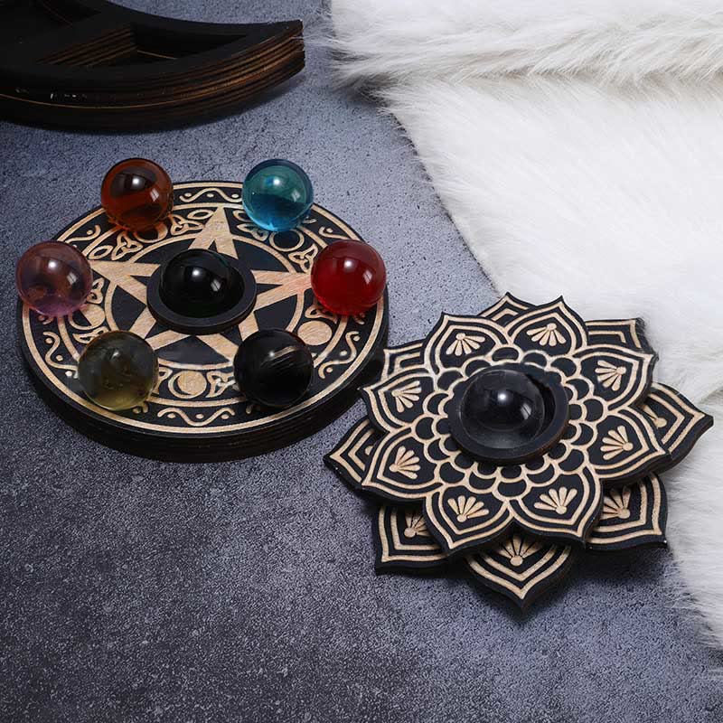 Olivenorma Lotus Display Wooden Crystal Ball Stand Dekoration